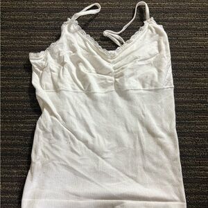 White Lace Trim Cami Top